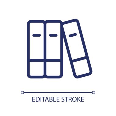 Messy bookshelf pixel perfect linear ui icon. Disorganized shelf in classroom library. GUI, UX design. Outline isolated user interface element for app and web. Editable stroke. Arial font used