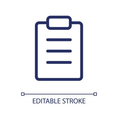 Filled tablet pixel perfect linear ui icon. Handwriting notes. Collecting patient data. GUI, UX design. Outline isolated user interface element for app and web. Editable stroke. Arial font used