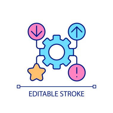 Management of business processes RGB color icon. Company work organization. Corporate development. Isolated vector illustration. Simple filled line drawing. Editable stroke. Arial font used