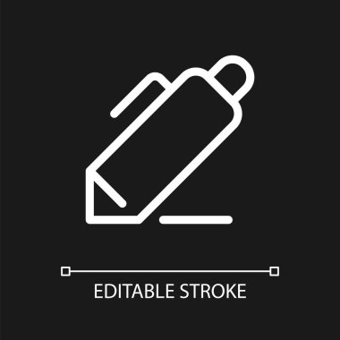 Note-taking pixel perfect white linear ui icon for dark theme. Classroom activity for student. Vector line pictogram. Isolated user interface symbol for night mode. Editable stroke. Arial font used