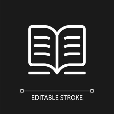 Public library pixel perfect white linear ui icon for dark theme. Assignment writing. Homework. Vector line pictogram. Isolated user interface symbol for night mode. Editable stroke. Arial font used