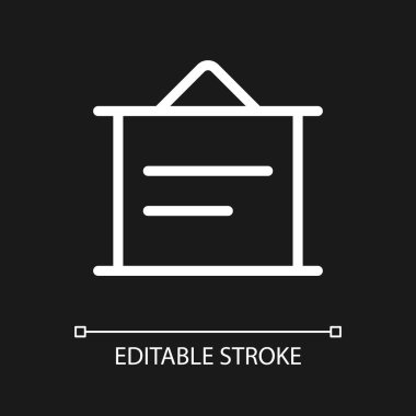 Projection screen for presentation pixel perfect white linear ui icon for dark theme. Vector line pictogram. Isolated user interface symbol for night mode. Editable stroke. Arial font used