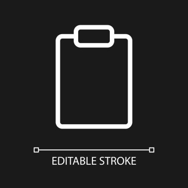 Blank tablet pixel perfect white linear ui icon for dark theme. Stationery. Paper notebook. Vector line pictogram. Isolated user interface symbol for night mode. Editable stroke. Arial font used