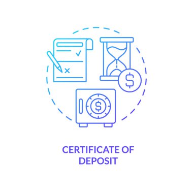 Certificate of deposit blue gradient concept icon. Account for money savings. Banking product abstract idea thin line illustration. Isolated outline drawing. Myriad Pro-Bold font used