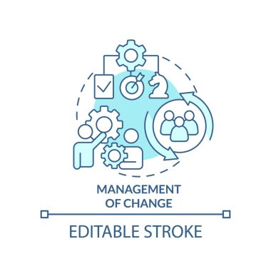 Management of change turquoise concept icon. Adaptation strategy. Project development abstract idea thin line illustration. Isolated outline drawing. Editable stroke. Arial, Myriad Pro-Bold fonts used