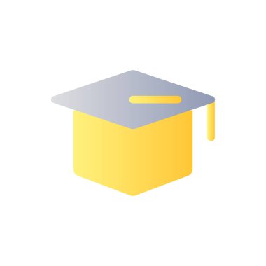 Mortarboard hat flat gradient two-color ui icon. Square bachelor graduation cap. Academic attire. Simple filled pictogram. GUI, UX design for mobile application. Vector isolated RGB illustration