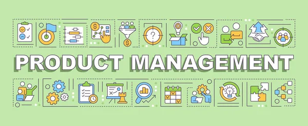 Product Management Word Concepts Green Banner Business Infographics Editable Icons — Stockvector