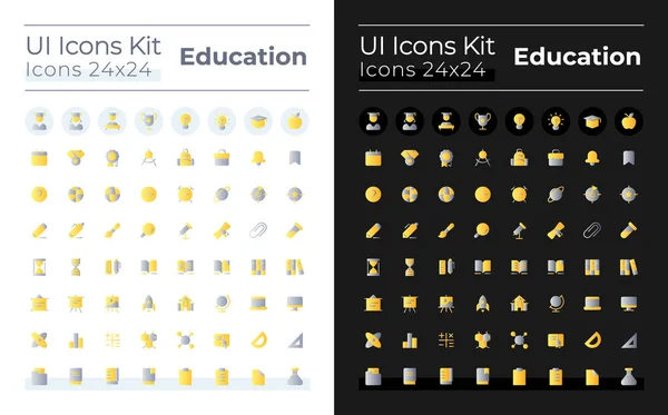 Distance Education Flat Gradient Two Color Icons Set Dark Light — Stockový vektor