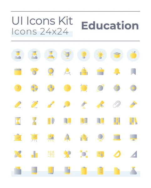 Distance Learning Platform Flat Gradient Two Color Icons Set Educational — Vettoriale Stock