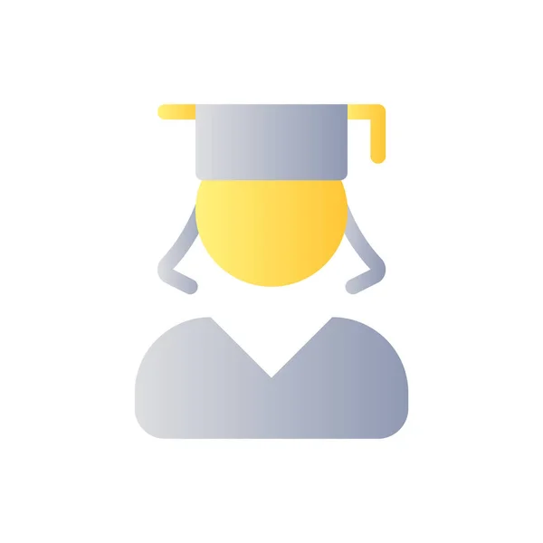 Female Student Flat Gradient Two Color Icon Graduate Girl Alumna — 스톡 벡터
