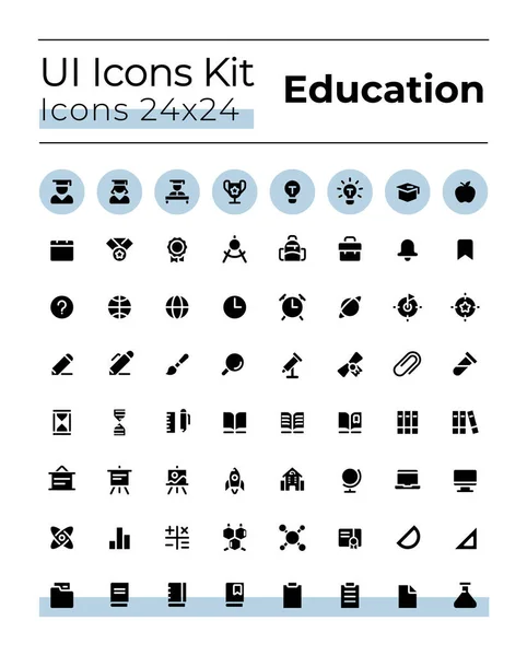 Distance Learning Platform Black Glyph Icons Set Elearning Silhouette Symbols — Stock Vector