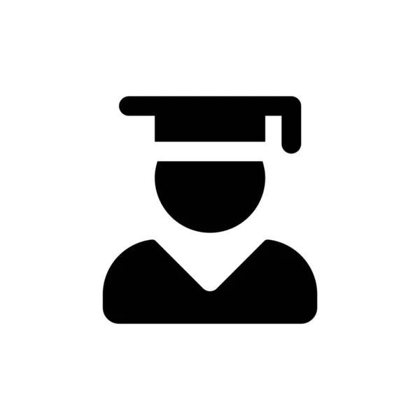 Male Student Black Glyph Icon Graduate Boy Alumnus College High — Stockvector