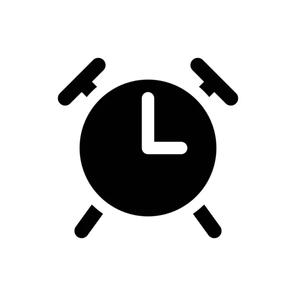 Alarm Clock Black Glyph Icon Wake Morning Routine Boosting Alertness — 스톡 벡터
