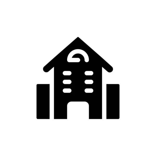 Шкільна Будівля Чорний Гліф Ікона Навчальний Заклад Дошкільний Університет Дизайн — стоковий вектор