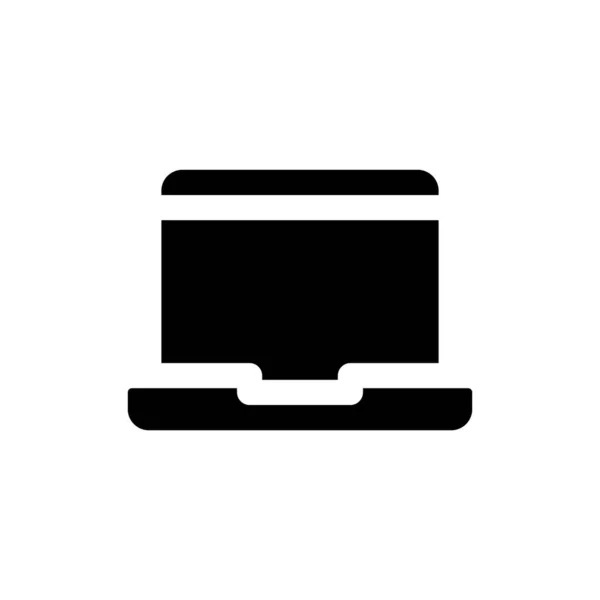 Laptop Black Glyph Icon Device School College Student Remote Study — Stockvector