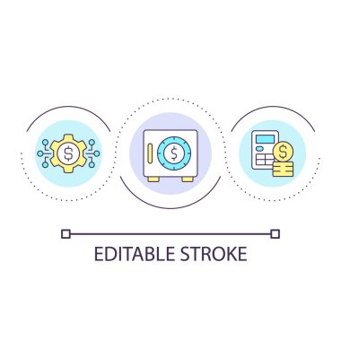 Deposit rate loop concept icon. Money savings bank account. Future profit calculation abstract idea thin line illustration. Isolated outline drawing. Editable stroke. Arial font used