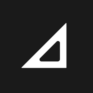 Rectangle ruler dark mode glyph ui icon. Mathematical instrument. User interface design. White silhouette symbol on black space. Solid pictogram for web, mobile. Vector isolated illustration