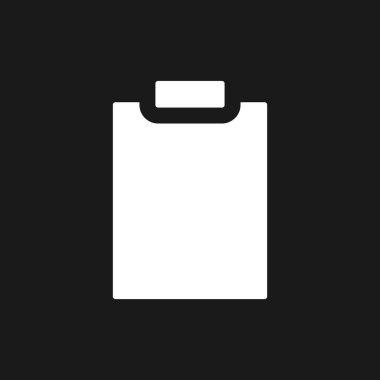 Blank tablet dark mode glyph ui icon. Stationery. Paper notebook. User interface design. White silhouette symbol on black space. Solid pictogram for web, mobile. Vector isolated illustration