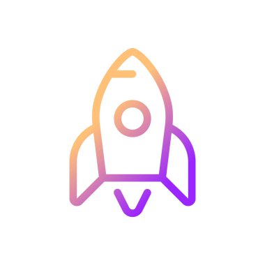 Rocket pixel perfect gradient linear ui icon. Startup success. Launching spacecraft. Space shuttle. Line color user interface symbol. Modern style pictogram. Vector isolated outline illustration