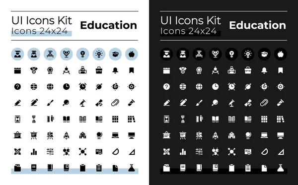 Distance Education Glyph Icons Set Dark Light Mode Learning Silhouette — Vettoriale Stock