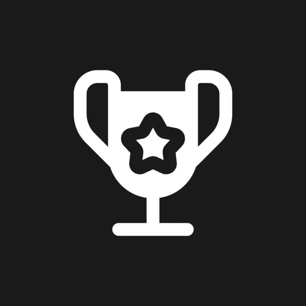 Trophy Cup Dark Mode Glyph Icon Outstanding Student Award User — Stock vektor