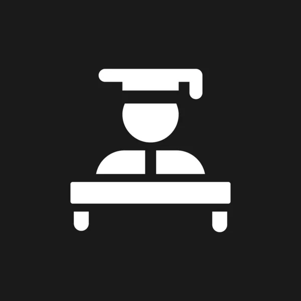 Graduation Ceremony Dark Mode Glyph Icon Valedictory Speech User Interface — Stockvektor