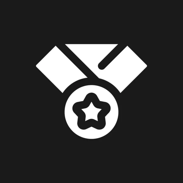 Award Badge Dark Mode Glyph Icon Reward Outstanding Achievement User — Vetor de Stock