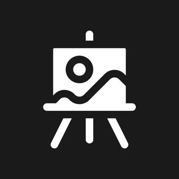 Easel Stand Art Class Dark Mode Glyph Icon Painting Course — Vector de stock