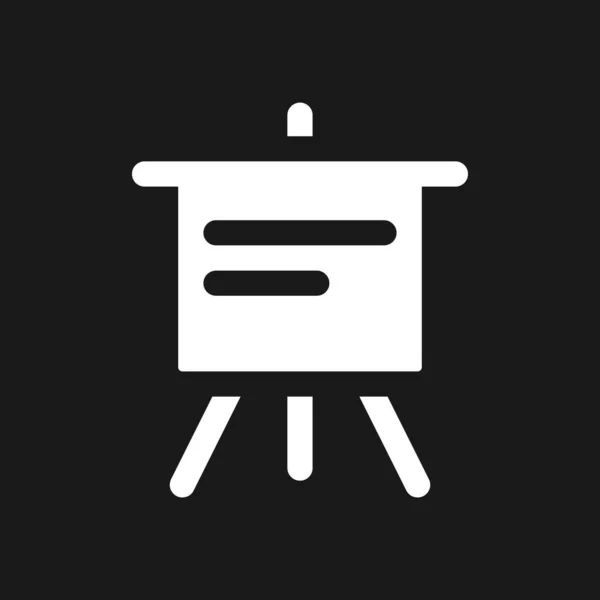 Portable Presentation Board Dark Mode Glyph Icon Display Board User — Stok Vektör
