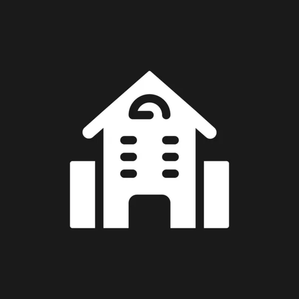 School Building Dark Mode Glyph Icon Educational Facility User Interface — Stockvektor
