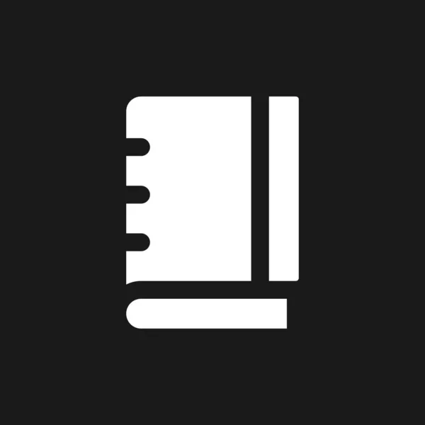 School Notebook Dark Mode Glyph Icon Spiral Composition Book User — ストックベクタ