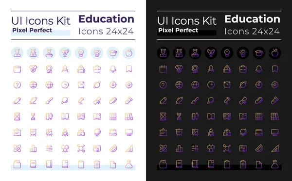 Distance Education Pixel Perfect Gradient Linear Icons Set Dark Light — Stockový vektor