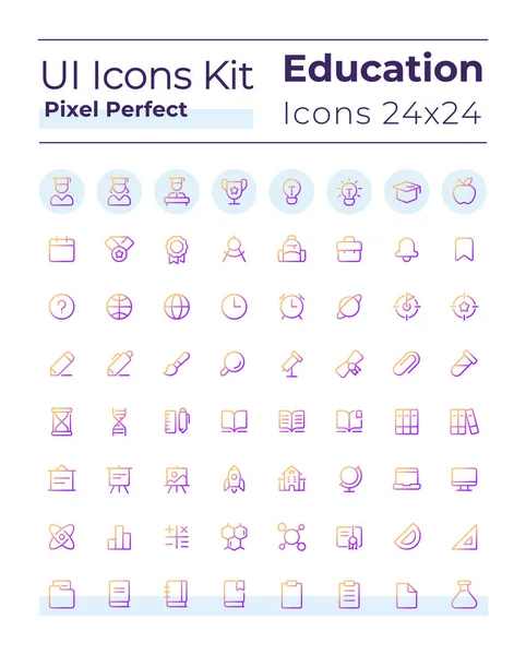 Distance Learning Platform Pixel Perfect Gradient Linear Icons Set Educational — Stock Vector