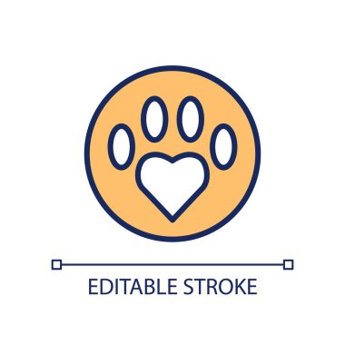 Hayvan hastanesi RGB renk ikonu. Evcil hayvanı sağlıklı tut. Sığınaktaki hayvanlara bakmak. Gönüllü program. İzole vektör çizimi. Basit bir çizgi çizimi. Düzenlenebilir felç. Kullanılan Arial yazı tipi