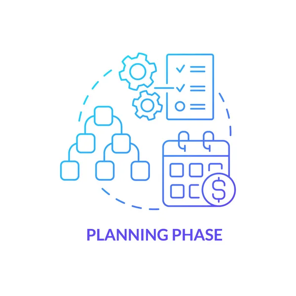 Planningsfase Blauw Gradiënt Concept Icoon Bouw Een Werkstrategie Kies Prioriteit — Stockvector