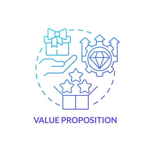 Proposition Valeur Icône Concept Dégradé Bleu Outil Gestion Des Produits — Image vectorielle