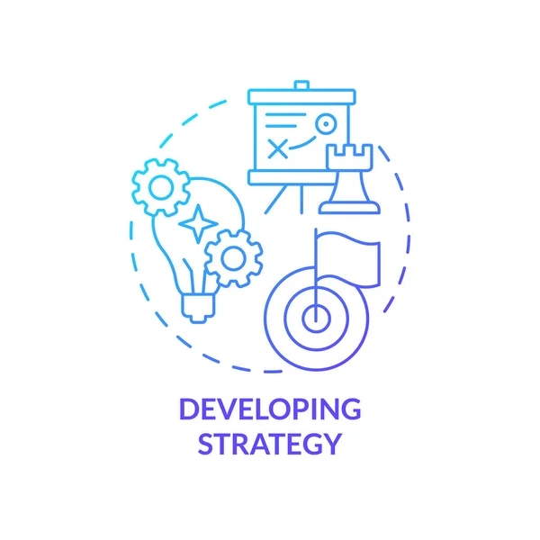Élaboration Une Stratégie Icône Concept Dégradé Bleu Planification Flux Travail — Image vectorielle
