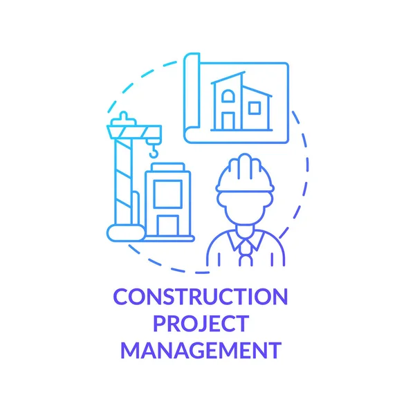 Das Blaue Gradienten Konzept Des Bauprojektmanagements Gebäudetechnik Business Development Strategy — Stockvektor