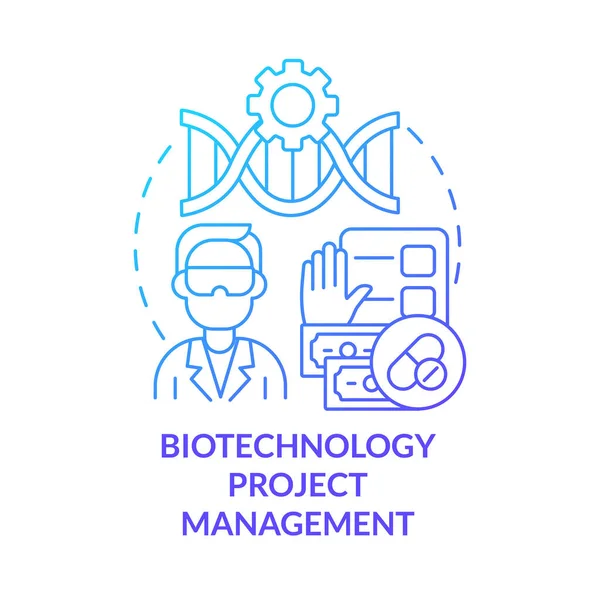 Icono Concepto Degradado Azul Gestión Proyectos Biotecnología Investigación Laboratorio Especialista — Vector de stock