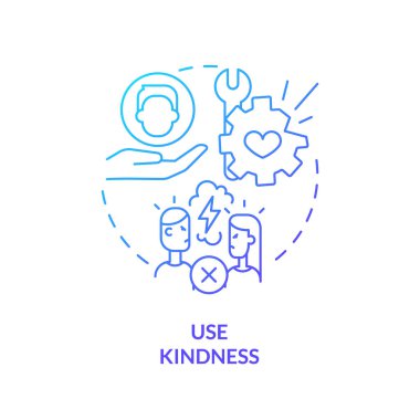 Nezaket mavi gradyan konsept simgesi kullan. Bozuk evlilik kavramını düzeltiyorum. İnce çizgi çizimi. Çatışma çözümü. Eşine karşı cömert olmak. İzole bir taslak çizim. Kullanılan sayısız Pro-Kalın yazı tipi