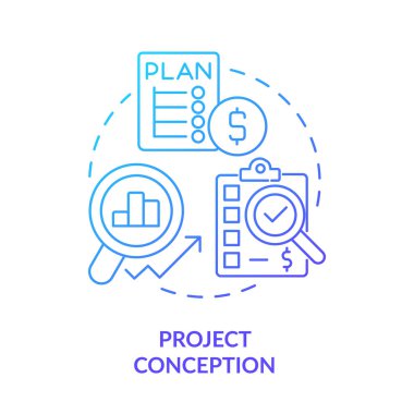 Mavi konsept konsept ikonu projesi. Kârlılık analizi. Gayrimenkul geliştirme fikri ince çizgi çizimi. İzole bir taslak çizim. Kullanılan sayısız Pro-Kalın yazı tipi