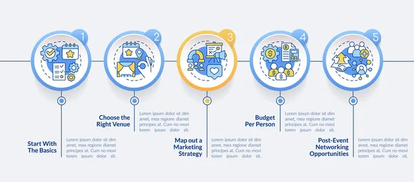 Planung Kleiner Veranstaltungskreis Infografik Vorlage Organisation Datenvisualisierung Schritten Editierbare Zeitachse — Stockvektor