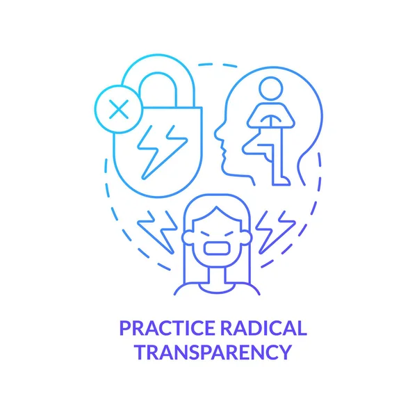 Practica Transparencia Radical Icono Del Concepto Gradiente Azul Fijación Relación — Vector de stock
