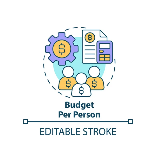 stock vector Budget per person concept icon. Calculating costs. Planning small event abstract idea thin line illustration. Isolated outline drawing. Editable stroke. Arial, Myriad Pro-Bold fonts used