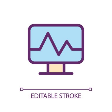 Tıbbi yazılım pikseli mükemmel RGB renk ui simgesi. Bilgisayar programı. Sağlık hizmetleri. Basit doldurulmuş çizgi ögesi. Mobil uygulama için UX tasarımı. Vektör izole görüntü grafiği. Düzenlenebilir felç. Kullanılan Arial yazı tipi
