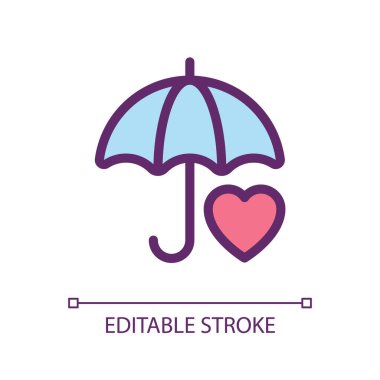 Sağlık sigortası pikseli mükemmel RGB renk ui ikonu. Sağlık sigortası ve yardım. Basit doldurulmuş çizgi ögesi. Mobil uygulama için UX tasarımı. Vektör izole görüntü grafiği. Düzenlenebilir felç. Kullanılan Arial yazı tipi