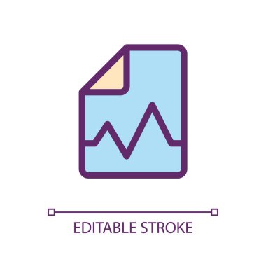 Elektronik sağlık kaydı pikseli mükemmel RGB renk ui simgesi. Dijital rapor. Basit doldurulmuş çizgi ögesi. Mobil uygulama için UX tasarımı. Vektör izole görüntü grafiği. Düzenlenebilir felç. Kullanılan Arial yazı tipi