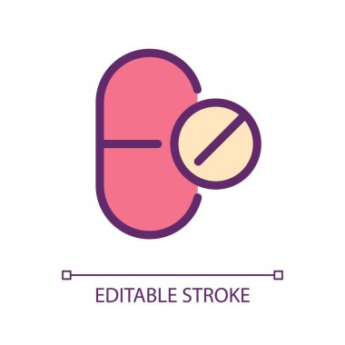 Doz formu pikseli mükemmel RGB renk ui simgesi. Eczacılık çaresi. Basit doldurulmuş çizgi ögesi. Mobil uygulama için UX tasarımı. Vektör izole görüntü grafiği. Düzenlenebilir felç. Kullanılan Arial yazı tipi