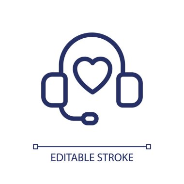 Klinik çağrı merkezi pikseli mükemmel doğrusal ui simgesi. Hastane yardım servisi. Acil durum. GUI, UX tasarımı. Uygulama ve web için izole edilmiş kullanıcı arayüzü ögesi. Düzenlenebilir felç. Kullanılan Arial yazı tipi