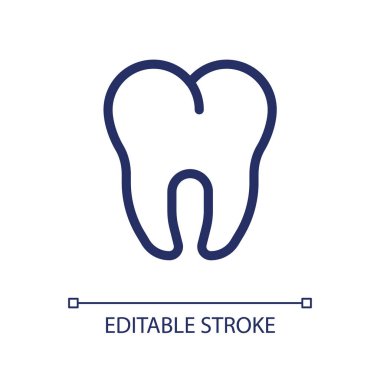 Molar piksel mükemmel doğrusal ui simgesi. Diş sağlığı kliniği. Diş bakımı. Diş ağrısı tedavisi. GUI, UX tasarımı. Uygulama ve web için izole edilmiş kullanıcı arayüzü ögesi. Düzenlenebilir felç. Kullanılan Arial yazı tipi